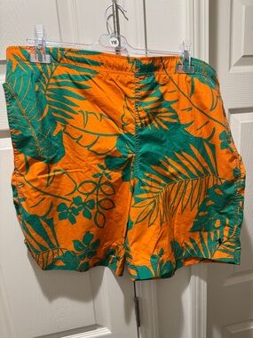 Polo by Ralph Lauren Orange and Green Tropical Athletic Shorts